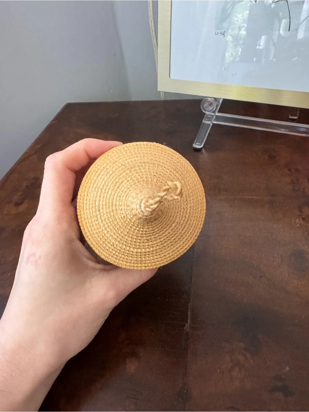 Small vintage handmade woven basket